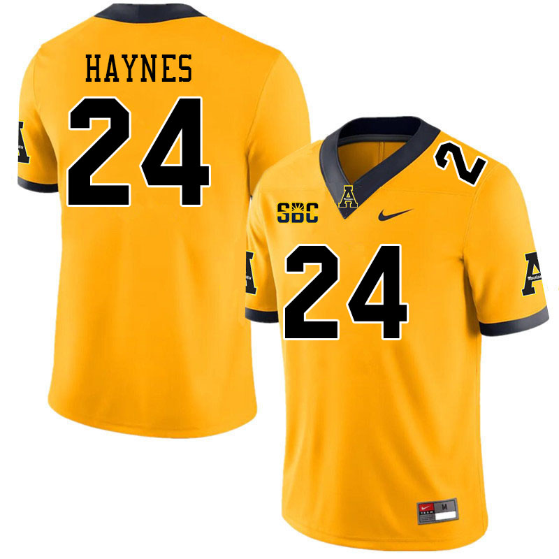 Men #24 Cahari Haynes Appalachian State Mountaineers College Football Jerseys Stitched Sale-Gold - Click Image to Close